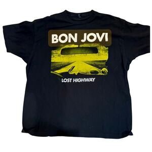Tultex Bon Jovi Lost Highway Graphic Band T Shirt Black Rock Tee XL NWOT